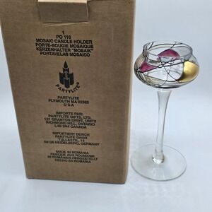 PARTYLITE Mosaic Calypso Stemmed Candle‎ Holder Stain Glass PO 116